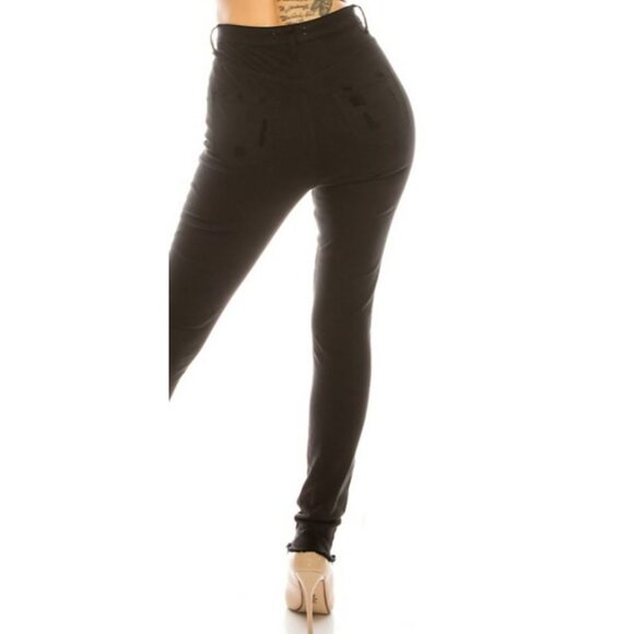 Aphrodite Curvy Ankle Jeans Women's 9 MEDIUM Black Distressed High-Rise Skinny - Picture 12 of 13